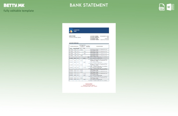 Банкарски извод од стогодишнината од Уганда во модерен стил, шаблон за Excel и P